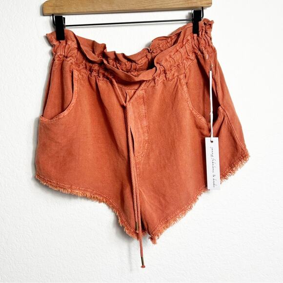Young Fabulous and Broke Brick Color Women Linen Shorts Brand New Medium - Picture 1 of 6